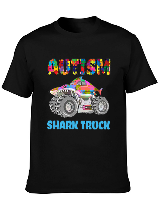 Autism Shark Truck Graphic Tee