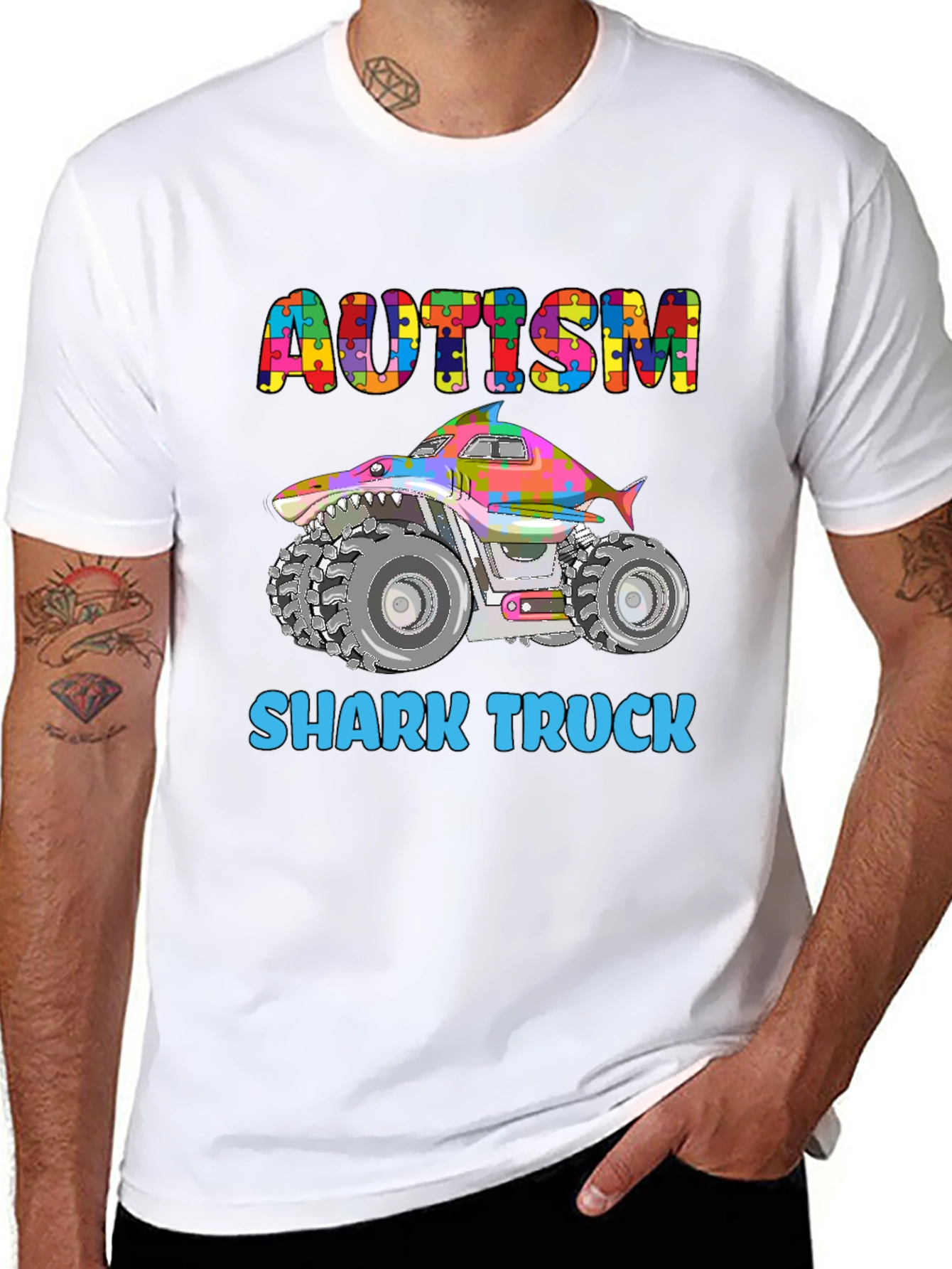 Autism Shark Truck Graphic Tee