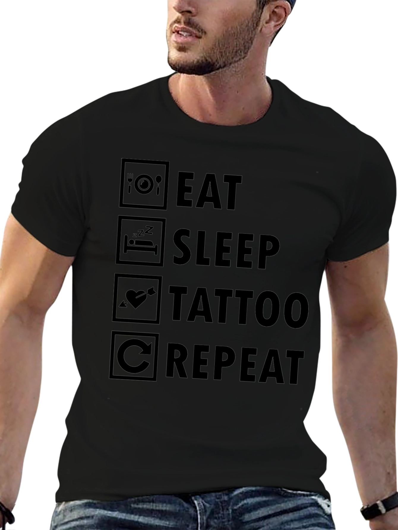 Eat Sleep Tattoo Repeat Graphic T-Shirt