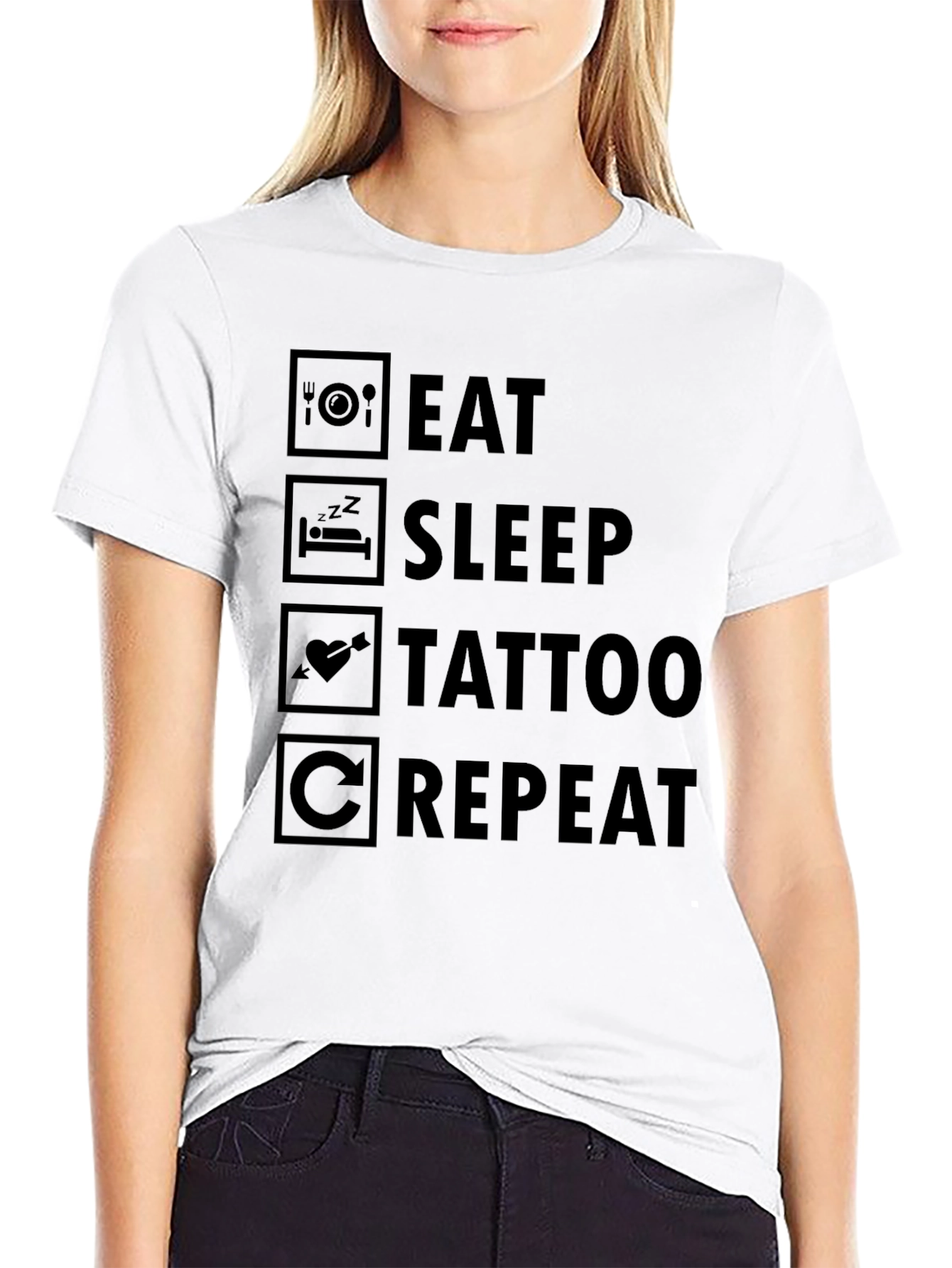 Eat Sleep Tattoo Repeat Graphic T-Shirt