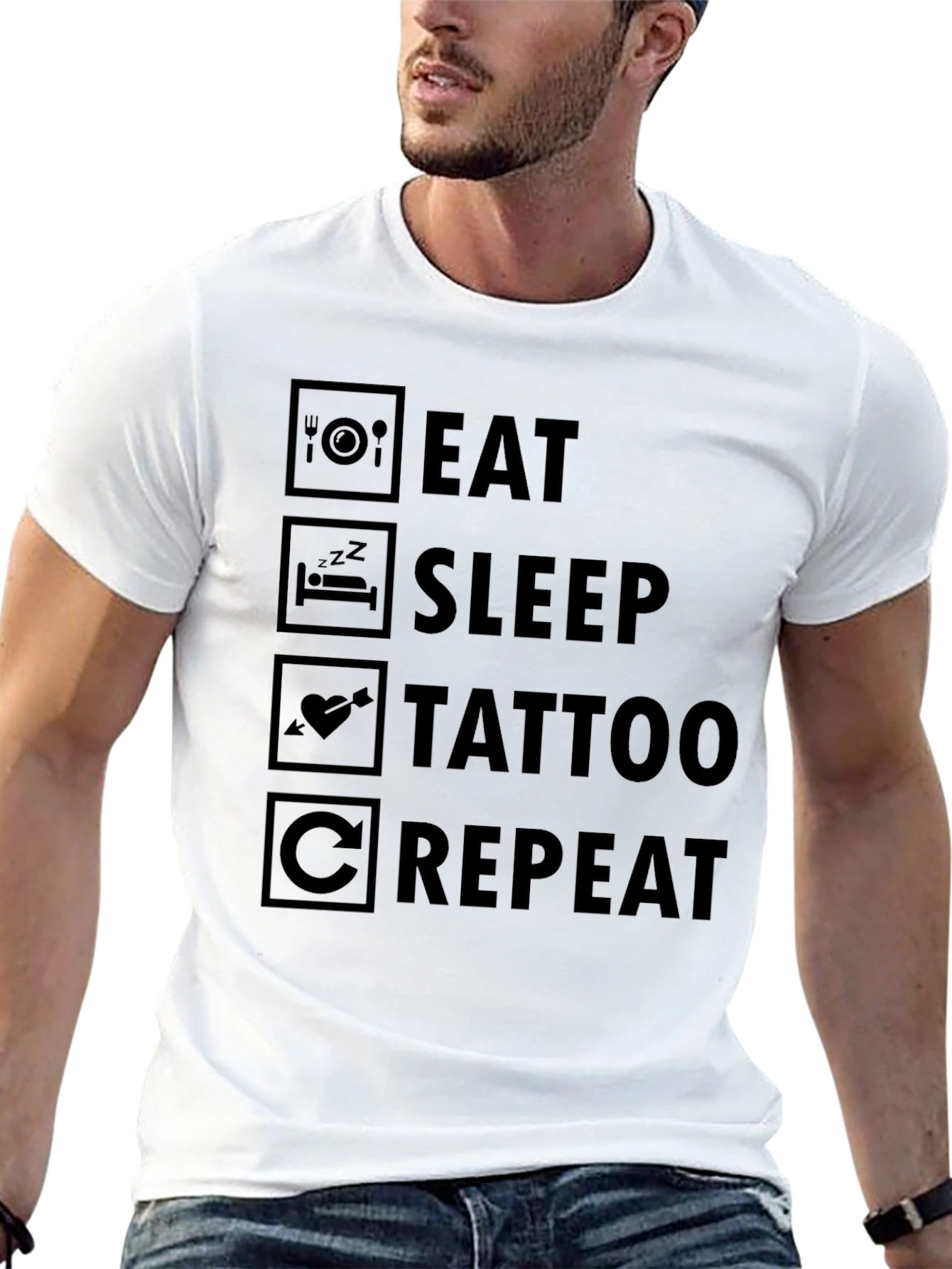 Eat Sleep Tattoo Repeat Graphic T-Shirt