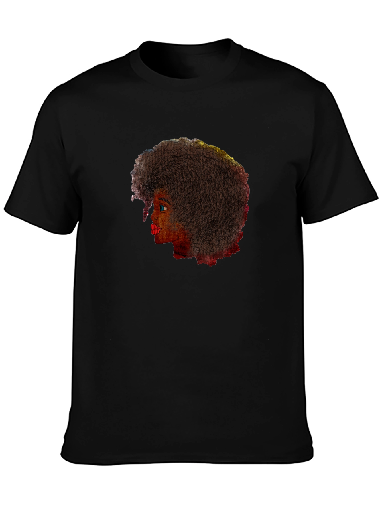 Afro Woman Graphic Tee - Stylish Black T-Shirt
