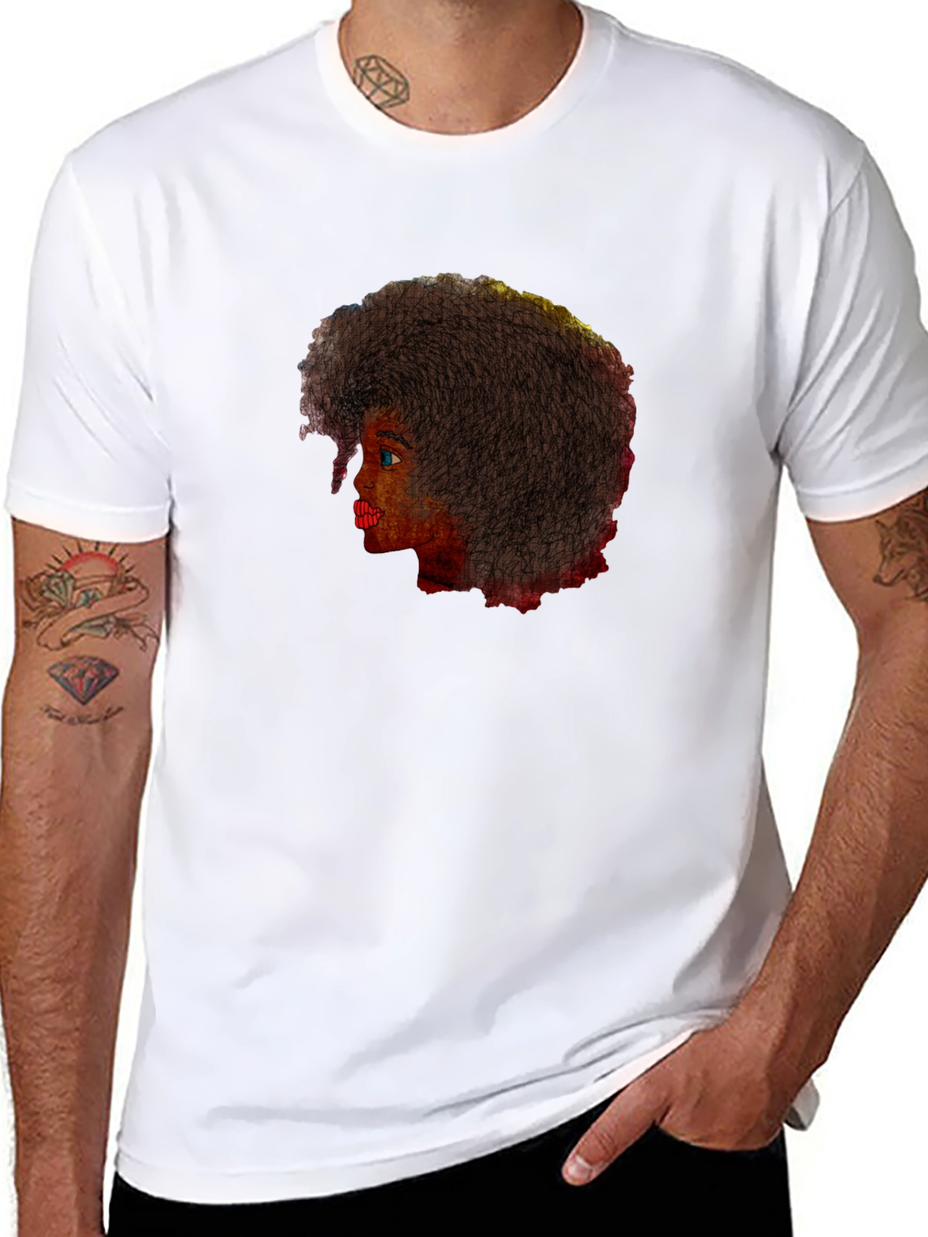Afro Woman Graphic Tee - Stylish Black T-Shirt