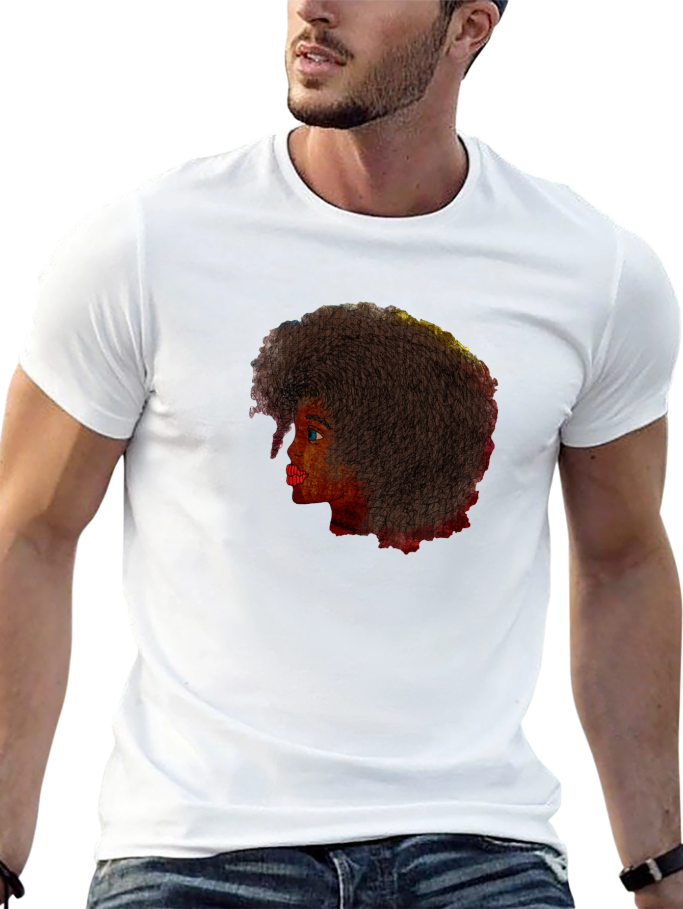 Afro Woman Graphic Tee - Stylish Black T-Shirt