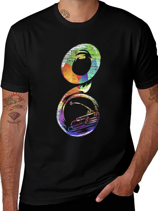 Colorful Tuba Graphic Black T-Shirt