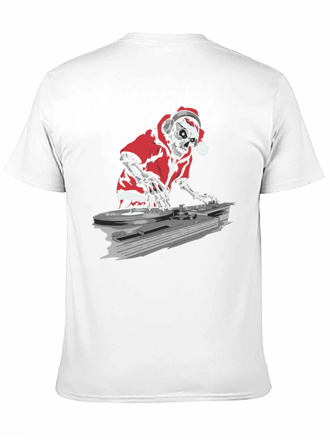 DJ Skeleton Santa Black Graphic T-Shirt