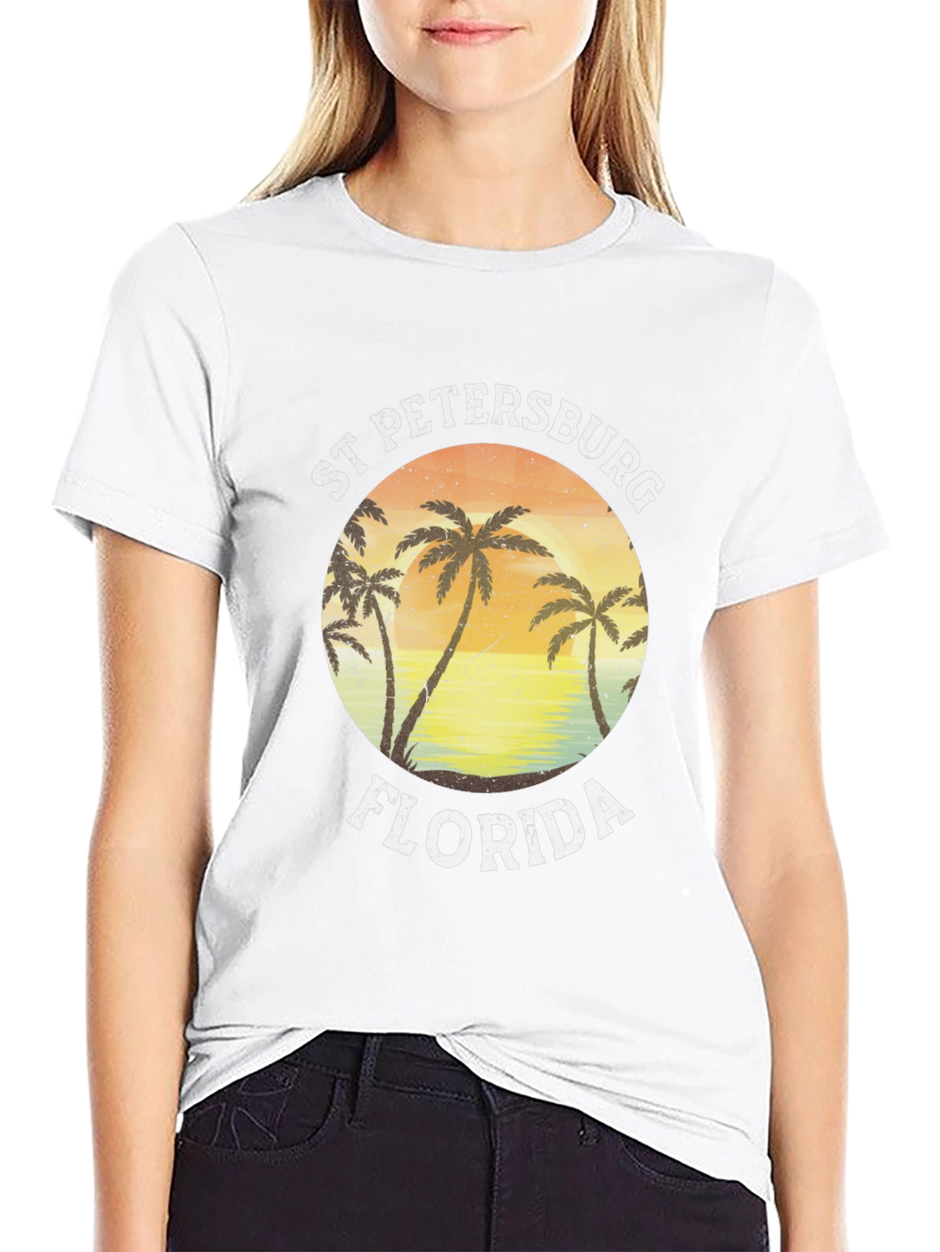 St. Petersburg Florida T-Shirt Black Palm Tree Tee