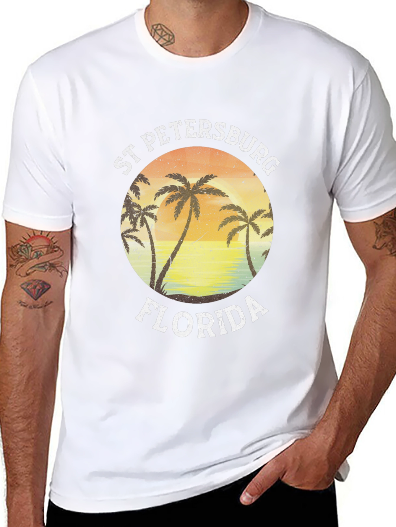 St. Petersburg Florida T-Shirt Black Palm Tree Tee
