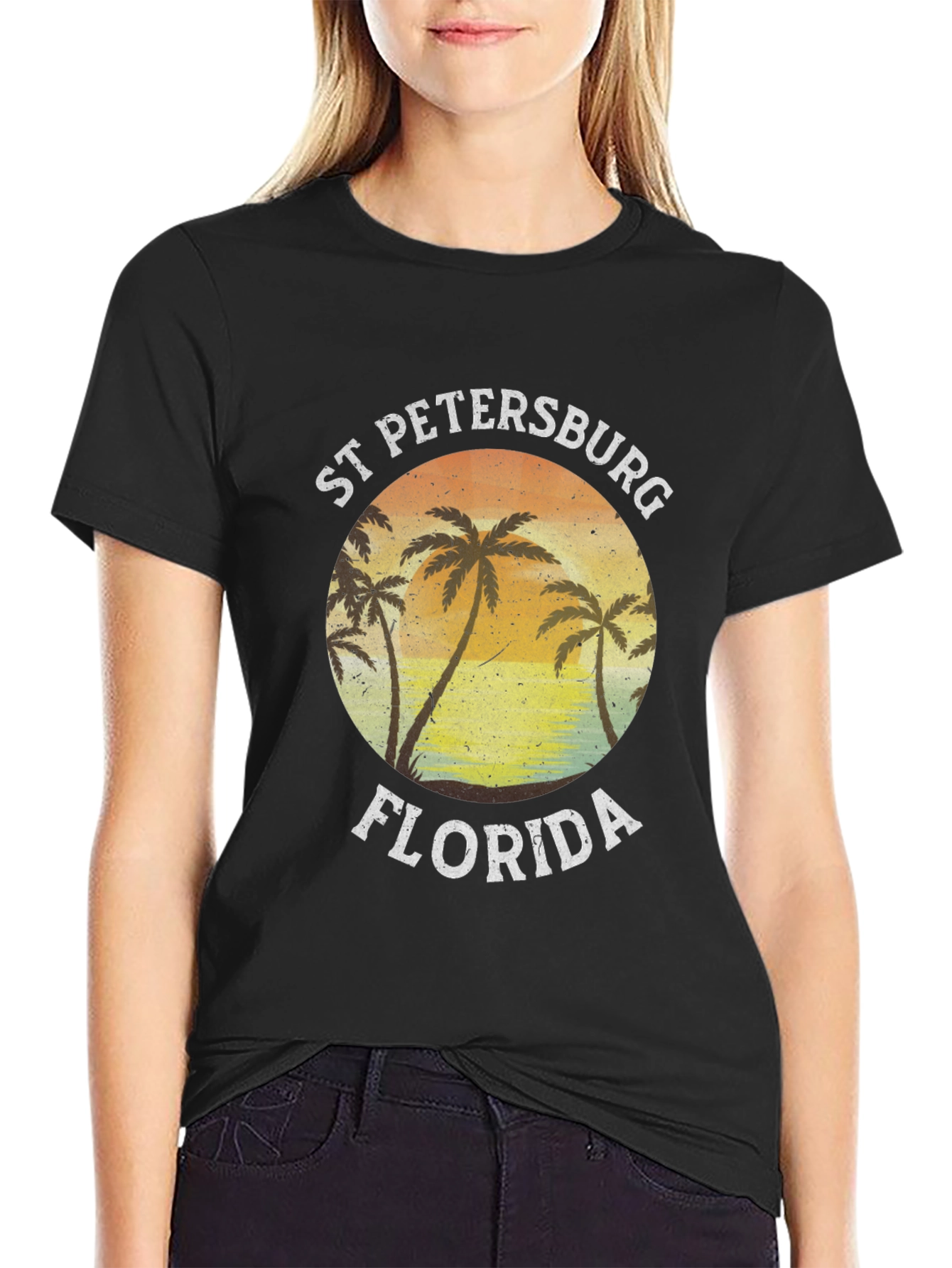 St. Petersburg Florida T-Shirt Black Palm Tree Tee