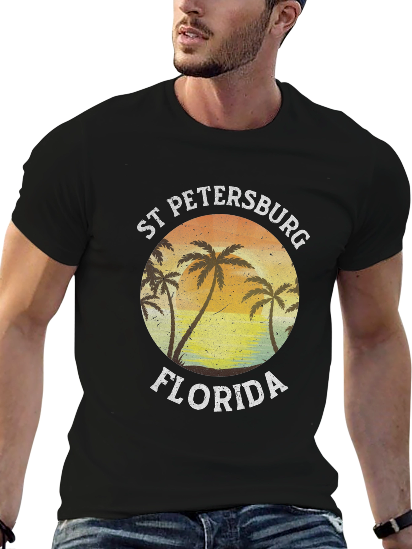St. Petersburg Florida T-Shirt Black Palm Tree Tee