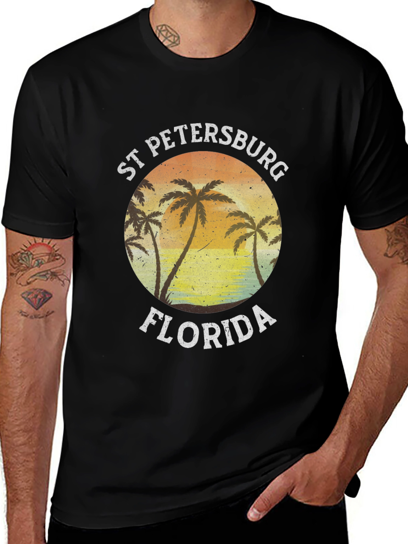St. Petersburg Florida T-Shirt Black Palm Tree Tee