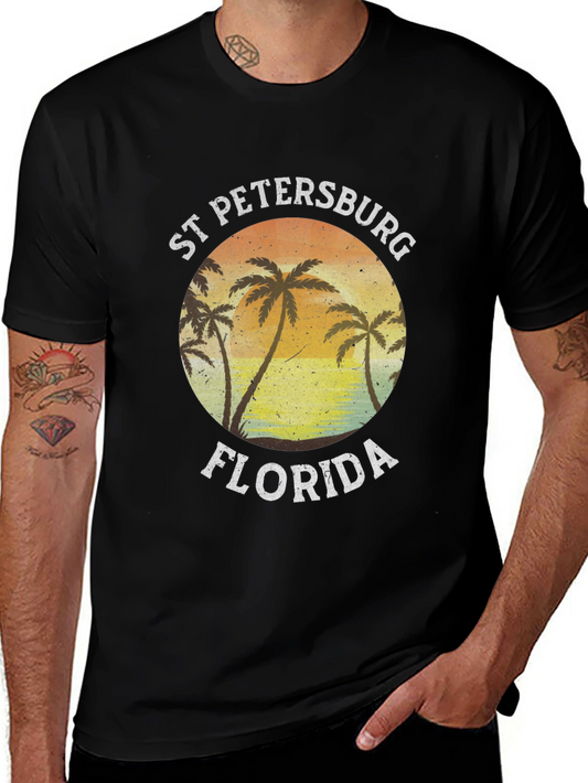 St. Petersburg Florida T-Shirt Black Palm Tree Tee