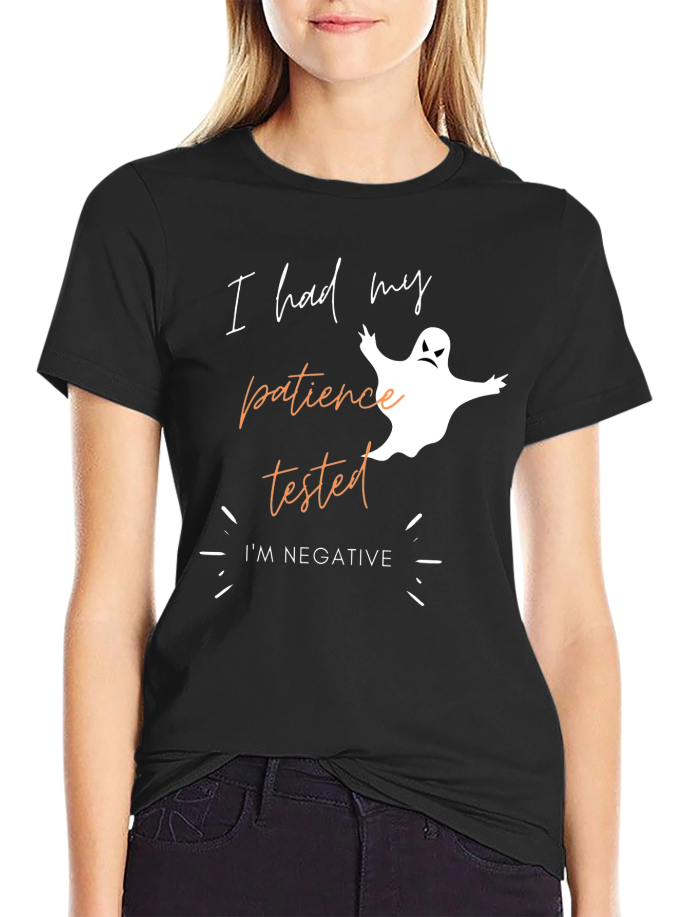 Funny Halloween Patience Tested Ghost Graphic T-Shirt