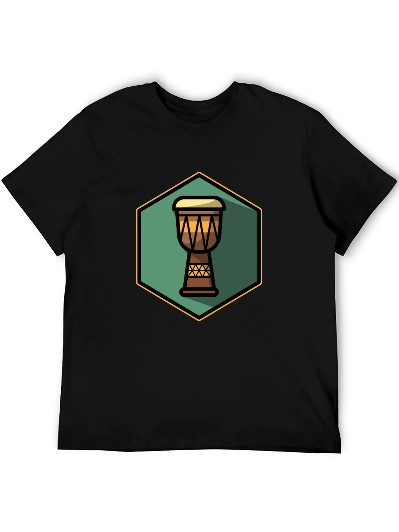 Djembe Drum Graphic Tee - Black Cotton Blend