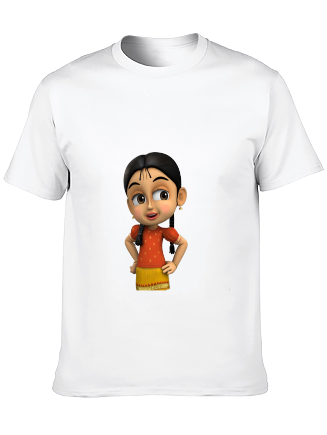 Cartoon Girl Graphic Black T-Shirt