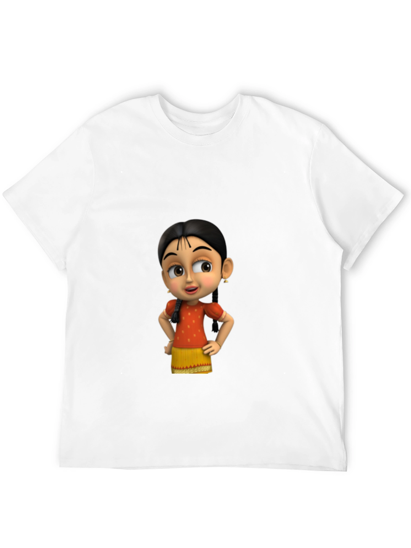 Cartoon Girl Graphic Black T-Shirt