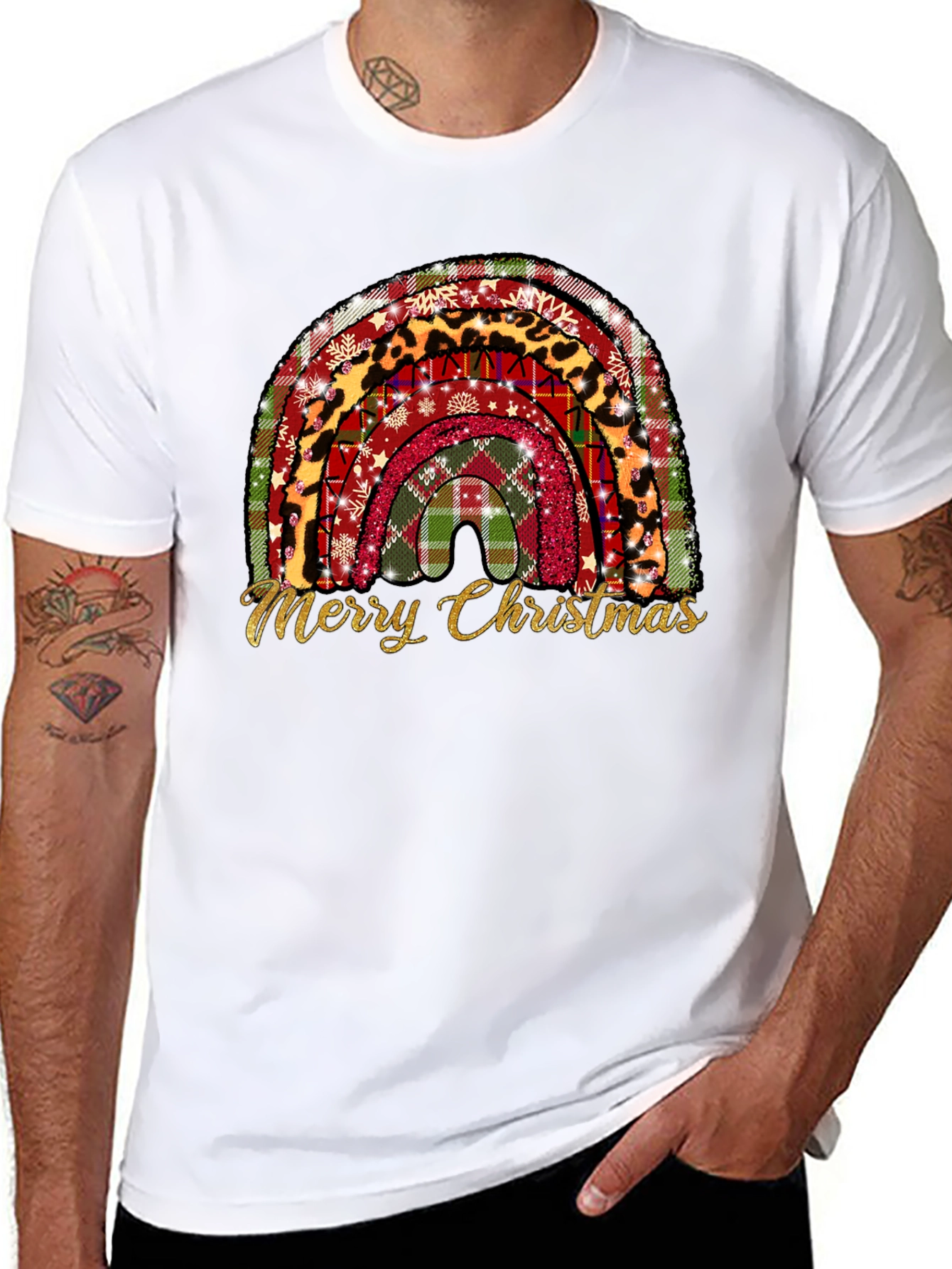Festive Christmas Rainbow Graphic Tee