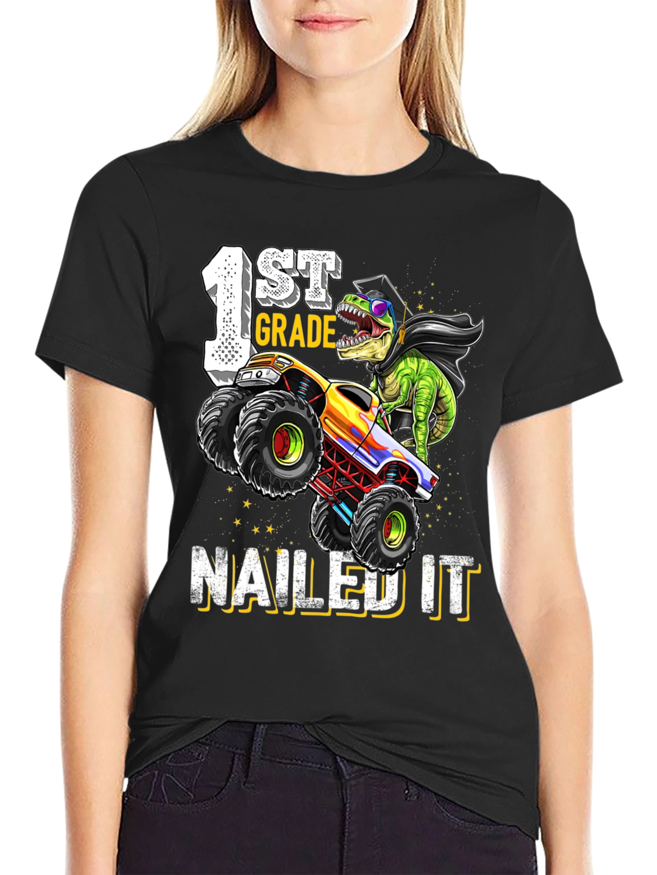 1st Grade Nailed It Dinosaur Monster Truck Graduation T-Shirt