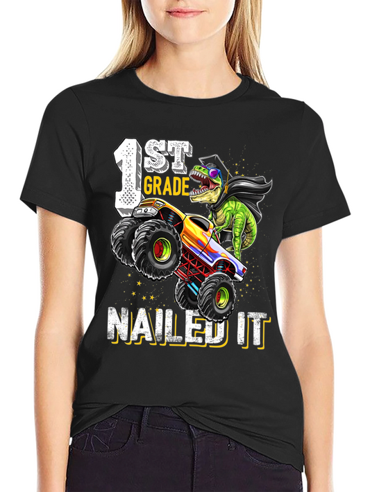 1st Grade Nailed It Dinosaur Monster Truck Graduation T-Shirt