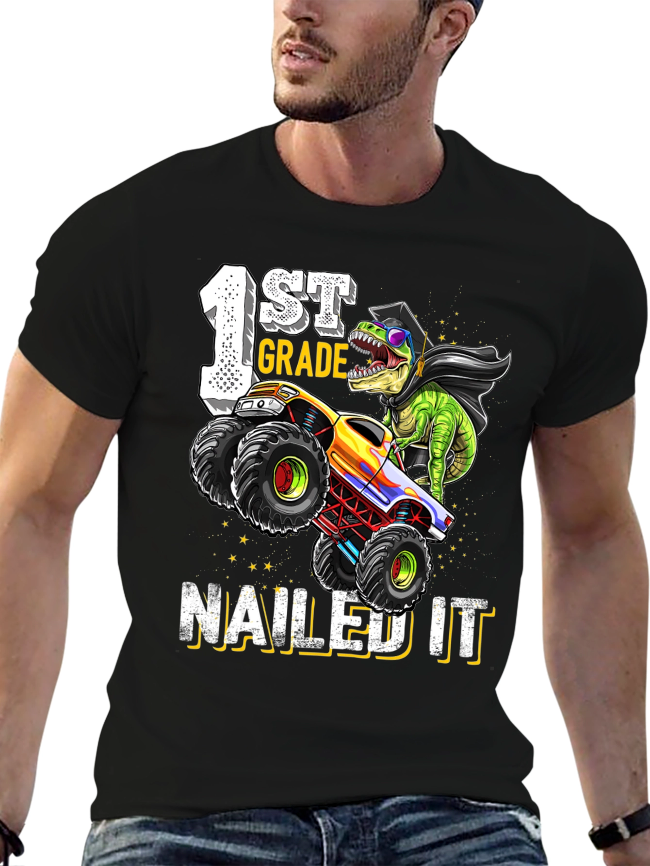 1st Grade Nailed It Dinosaur Monster Truck Graduation T-Shirt
