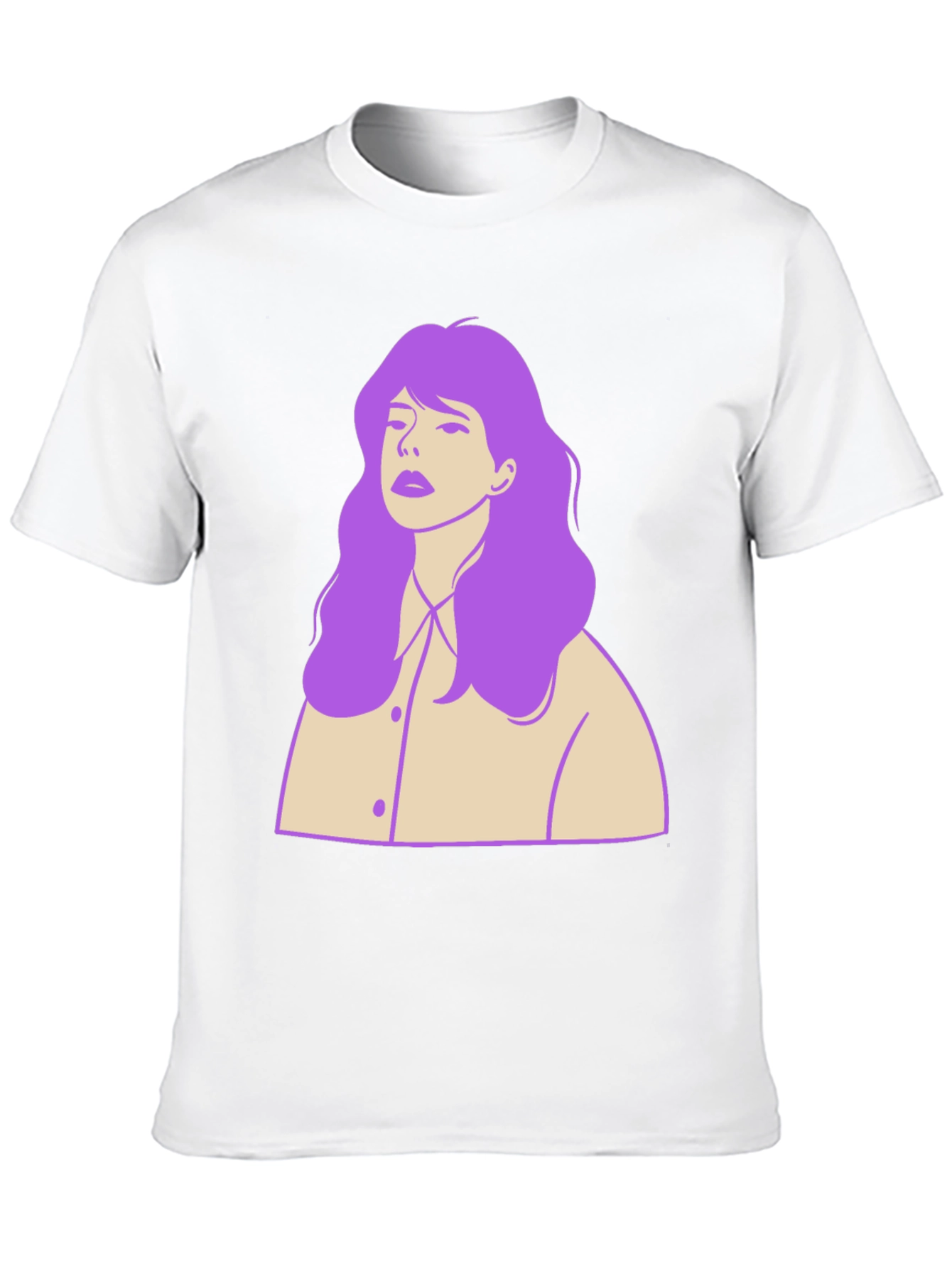 Stylish Black T-Shirt with Purple Hair Graphic