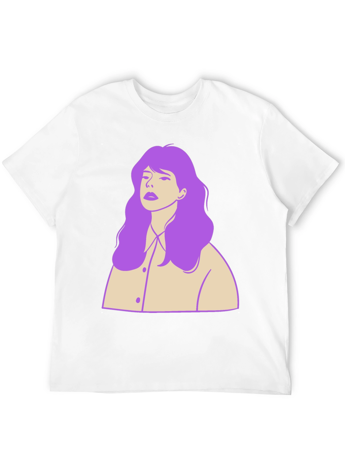 Stylish Black T-Shirt with Purple Hair Graphic