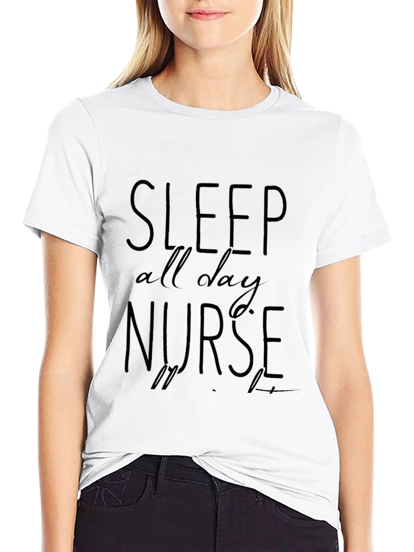 Sleep All Day Nurse Black T-Shirt