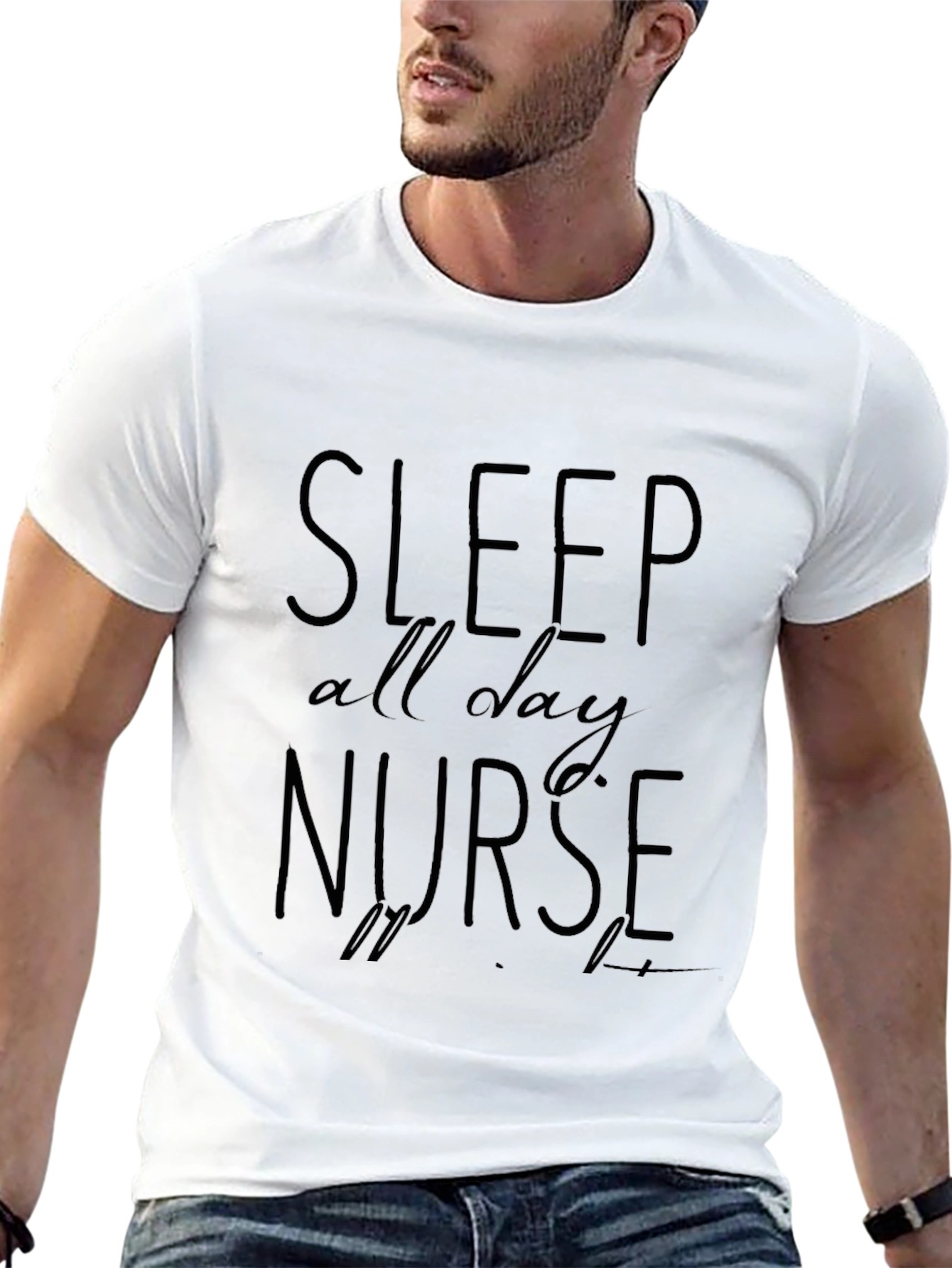 Sleep All Day Nurse Black T-Shirt