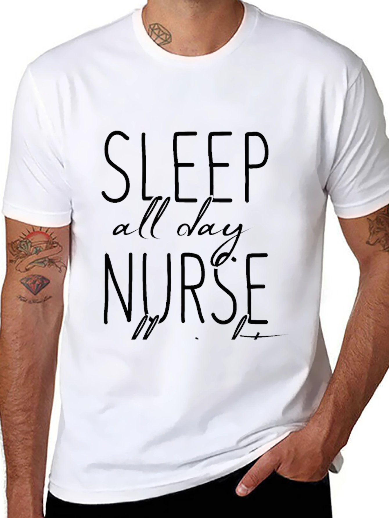 Sleep All Day Nurse Black T-Shirt