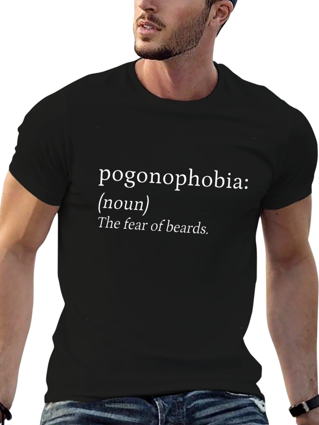 Pogonophobia Definition T-Shirt - Fear of Beards Tee