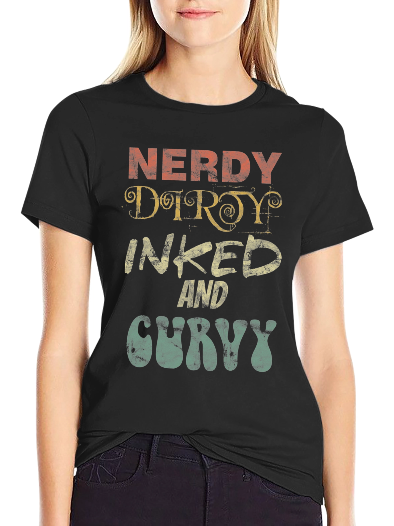 Nerdy Dirty Inked and Curvy Graphic T-Shirt