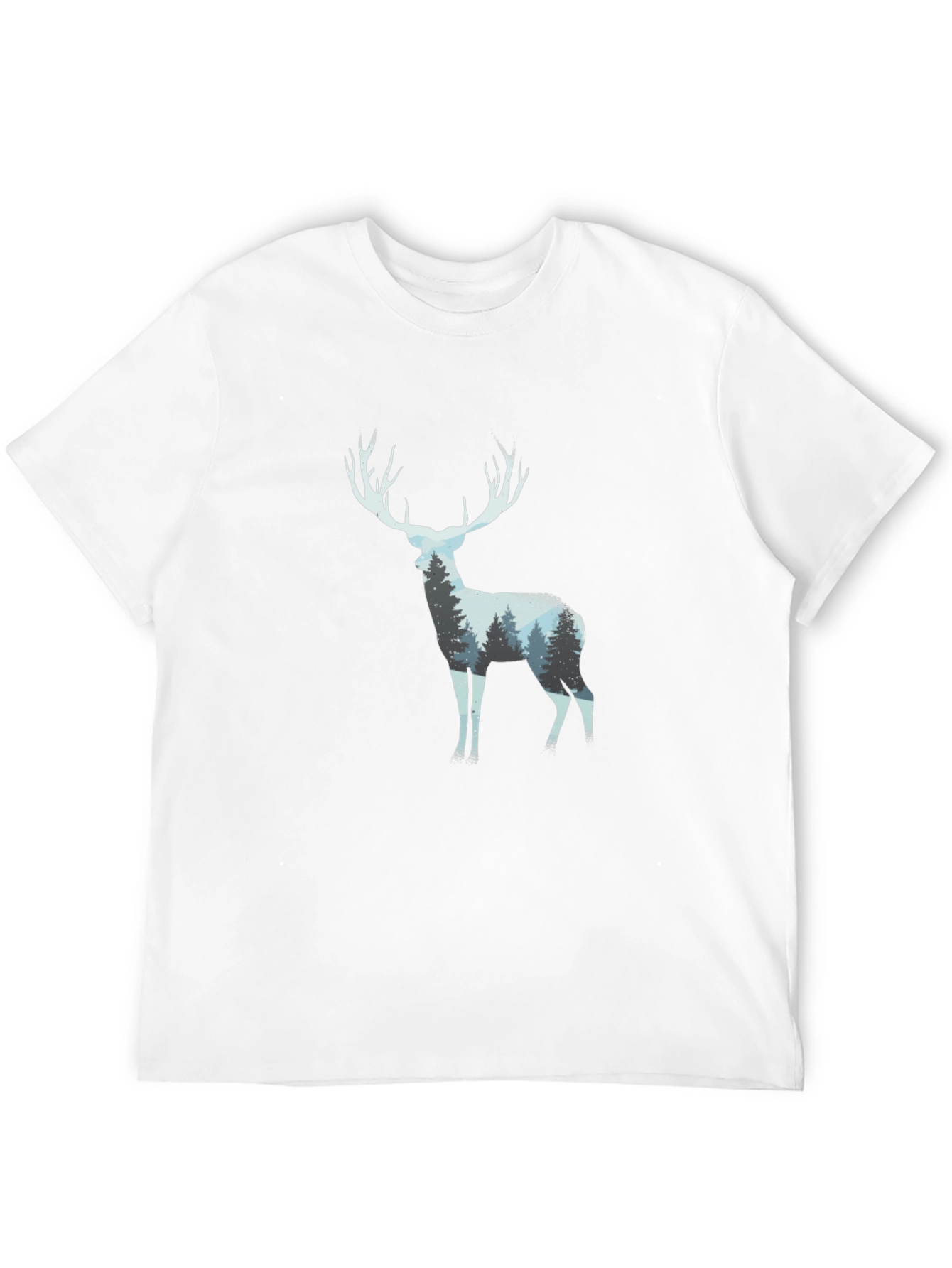 Deer Forest Print Black T-Shirt