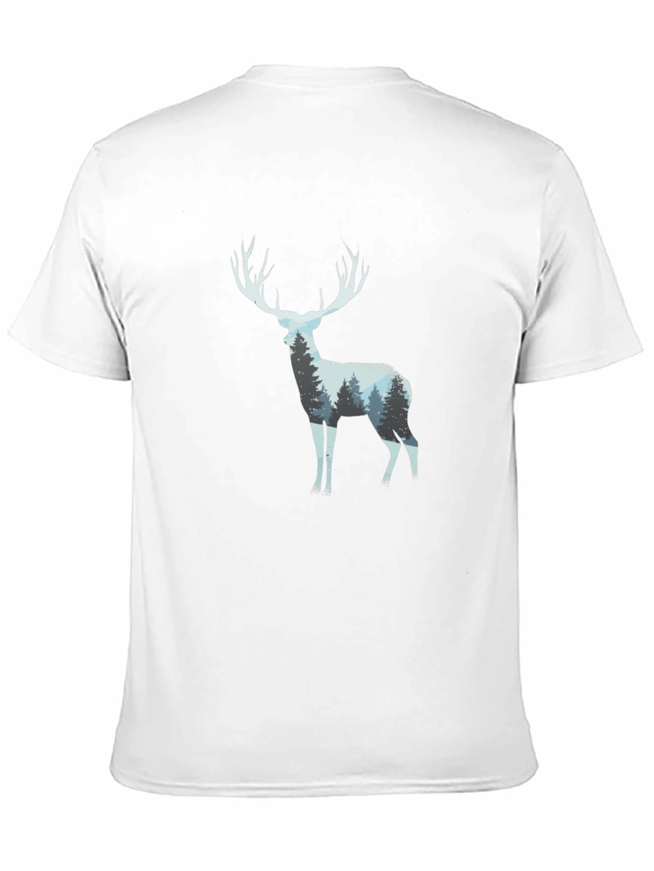 Deer Forest Print Black T-Shirt