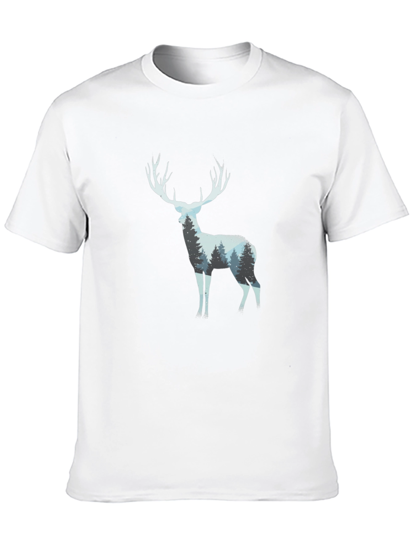 Deer Forest Print Black T-Shirt