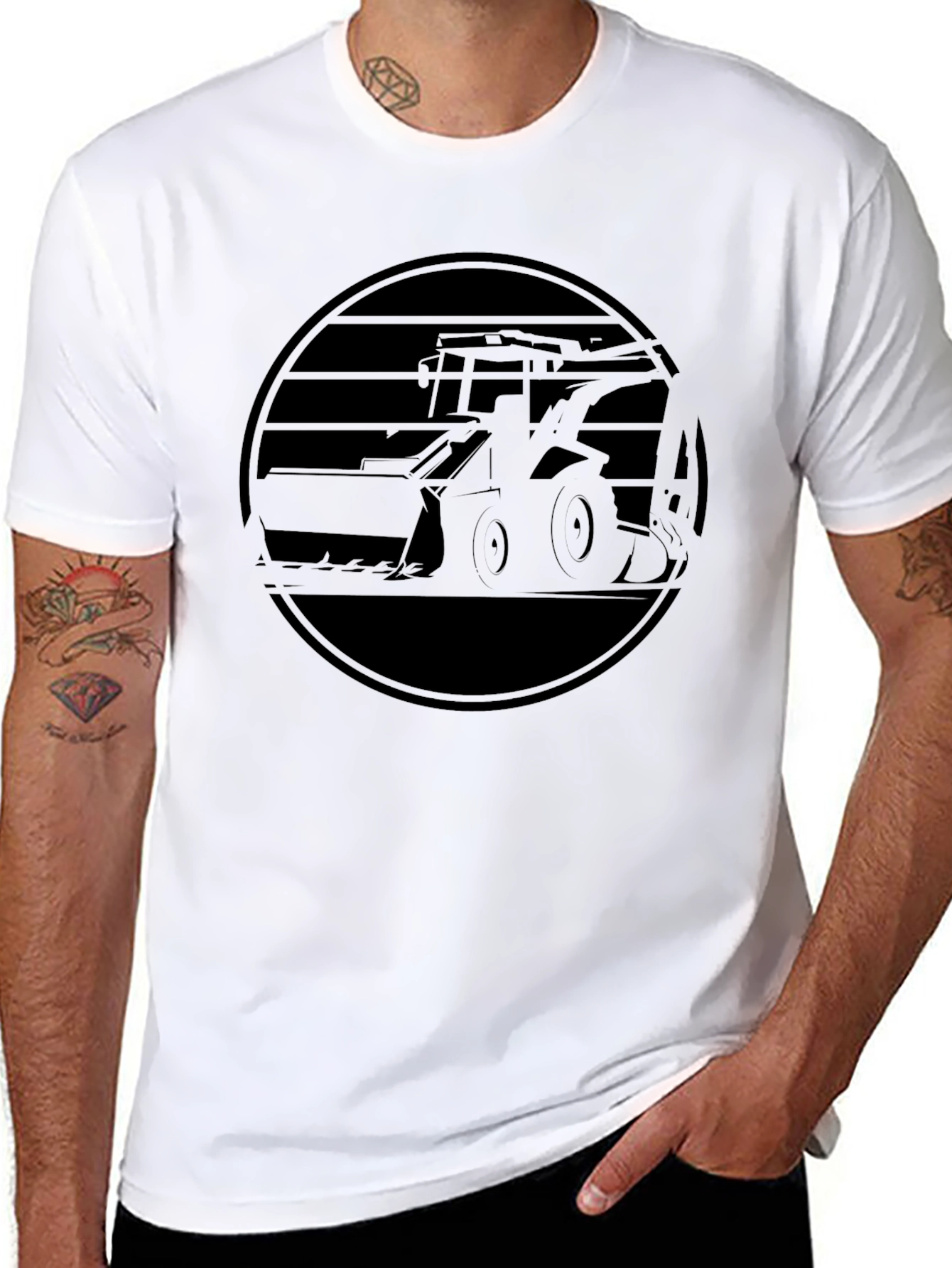 Black Tractor Graphic Tee - Heavy Equipment Shirt