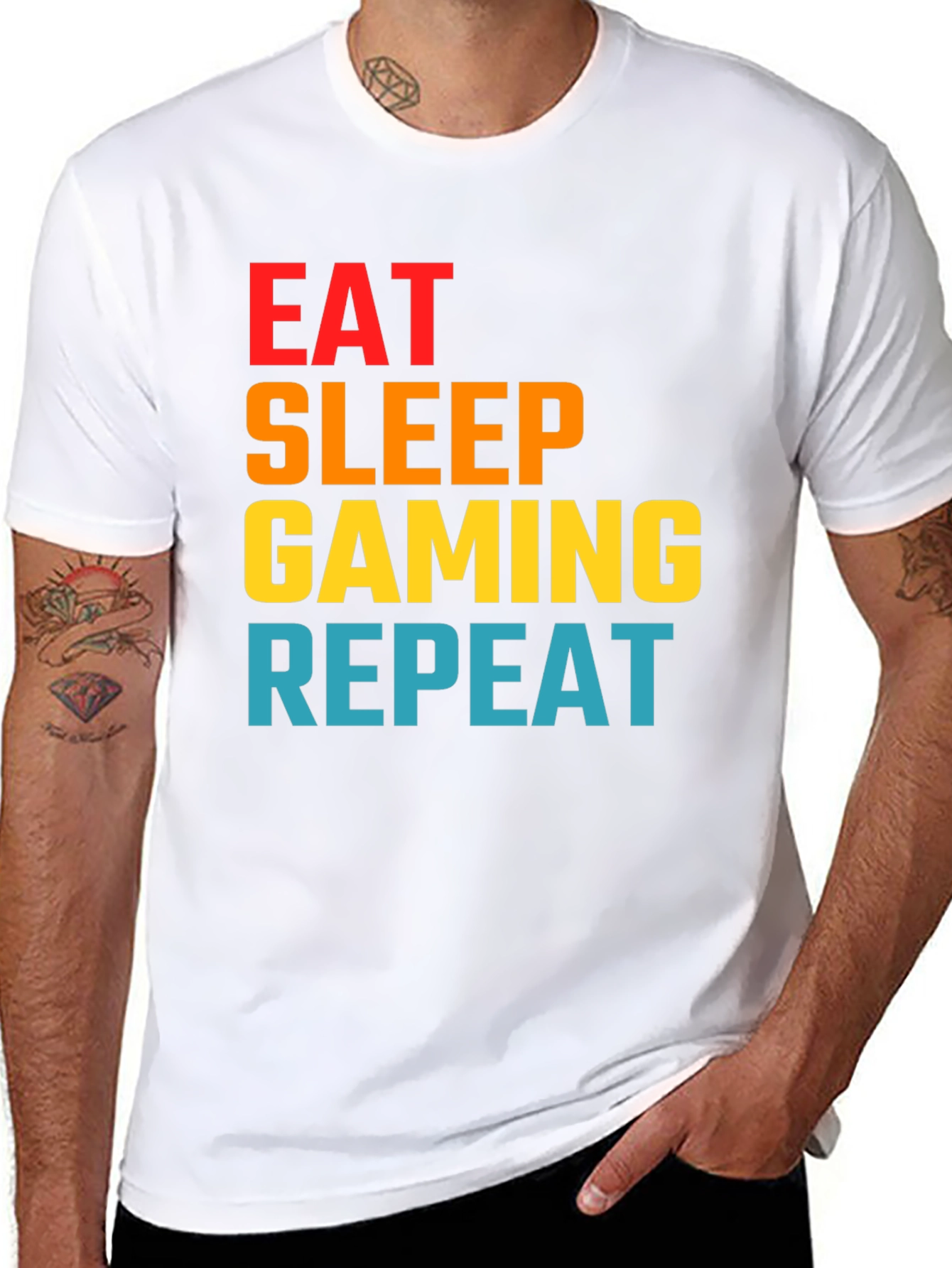 Eat Sleep Gaming Repeat Graphic Tee - Gamer T-Shirt