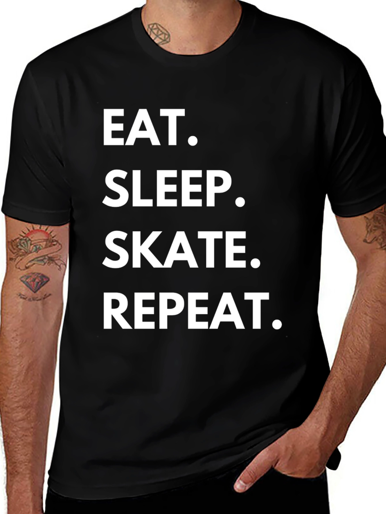 Eat Sleep Skate Repeat Black T-Shirt