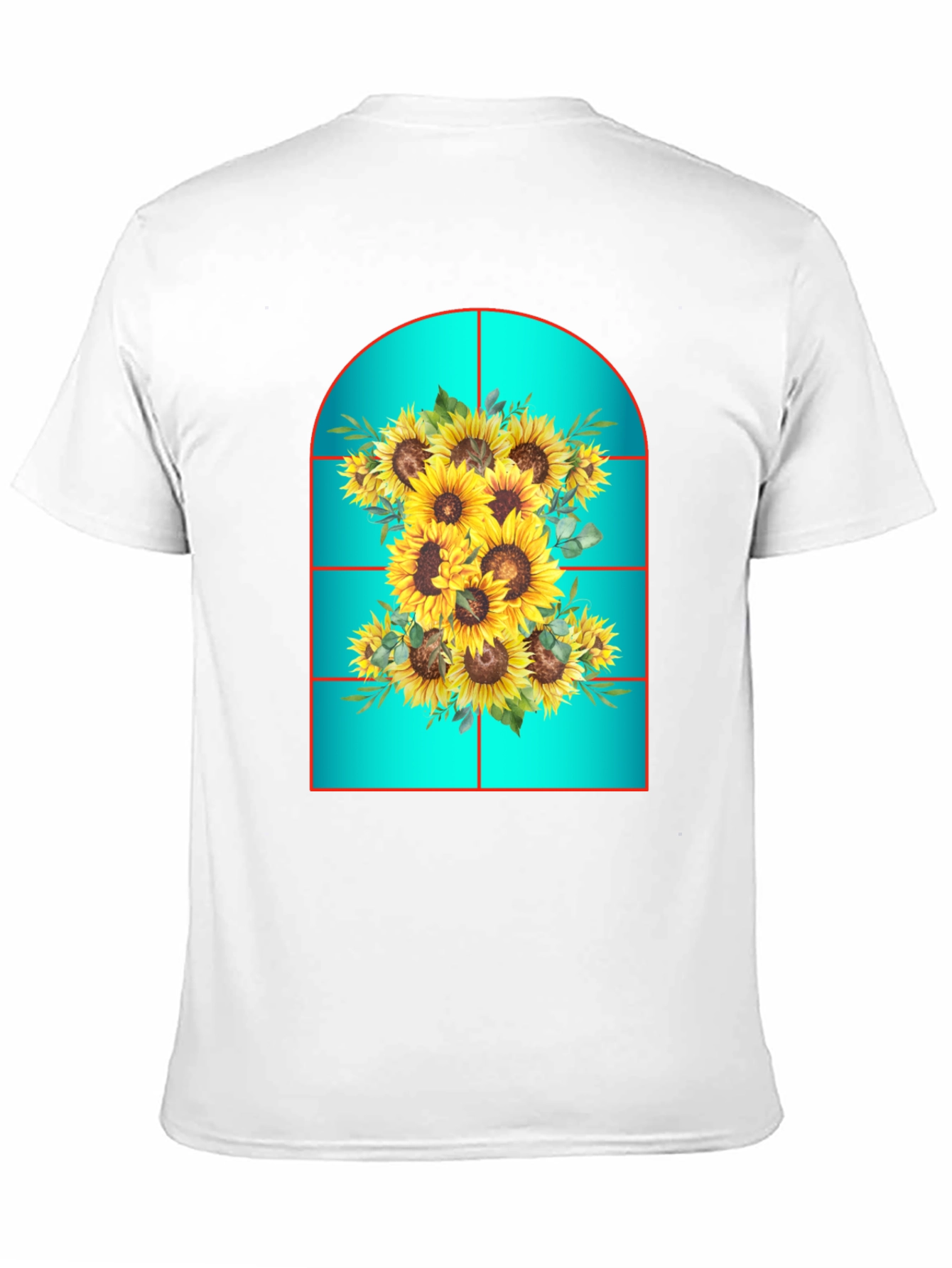 Sunflower Window T-Shirt - Unique Floral Design