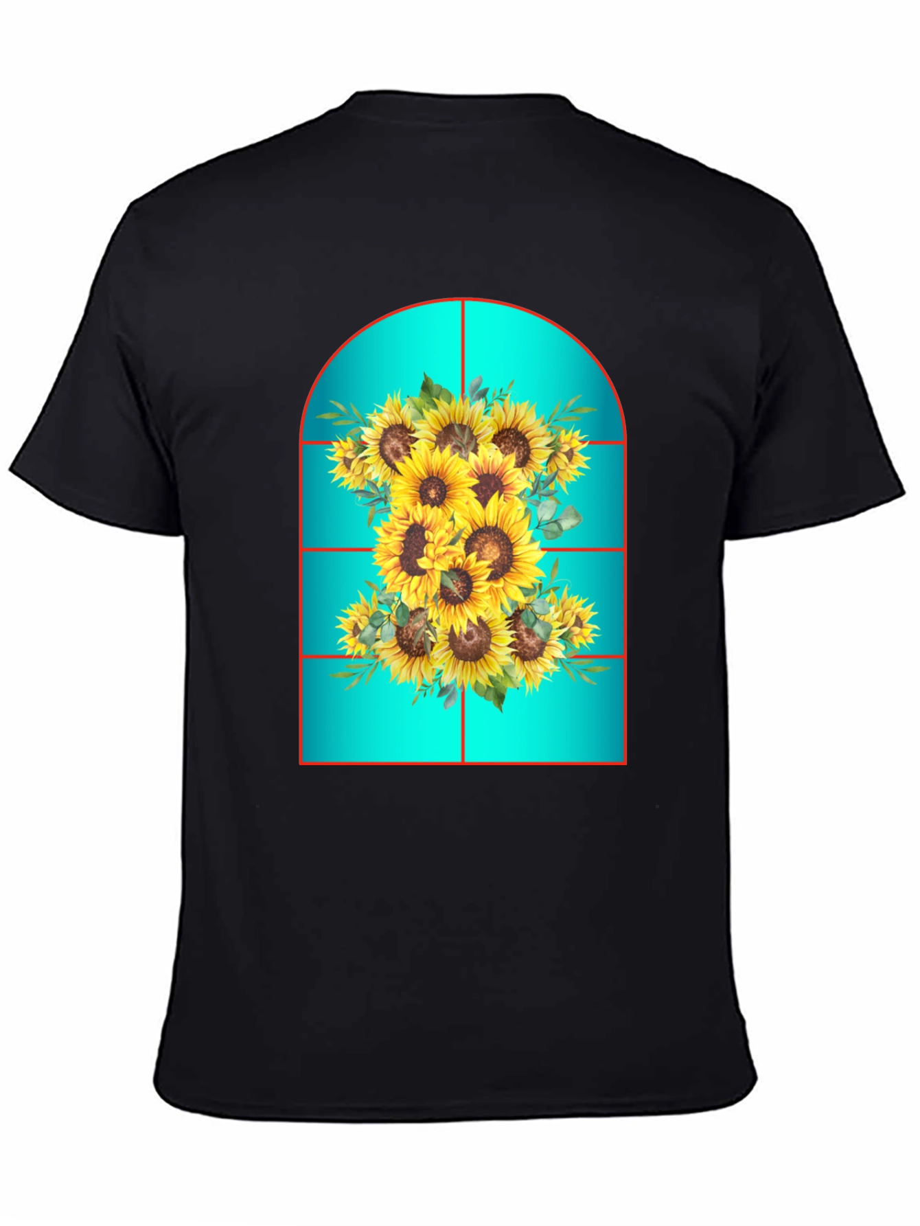Sunflower Window T-Shirt - Unique Floral Design