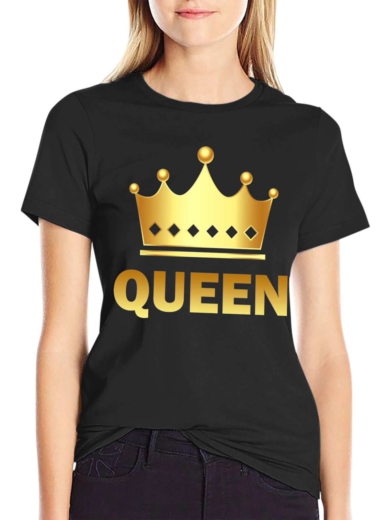 Queen Crown Graphic Tee - Black Cotton T-Shirt