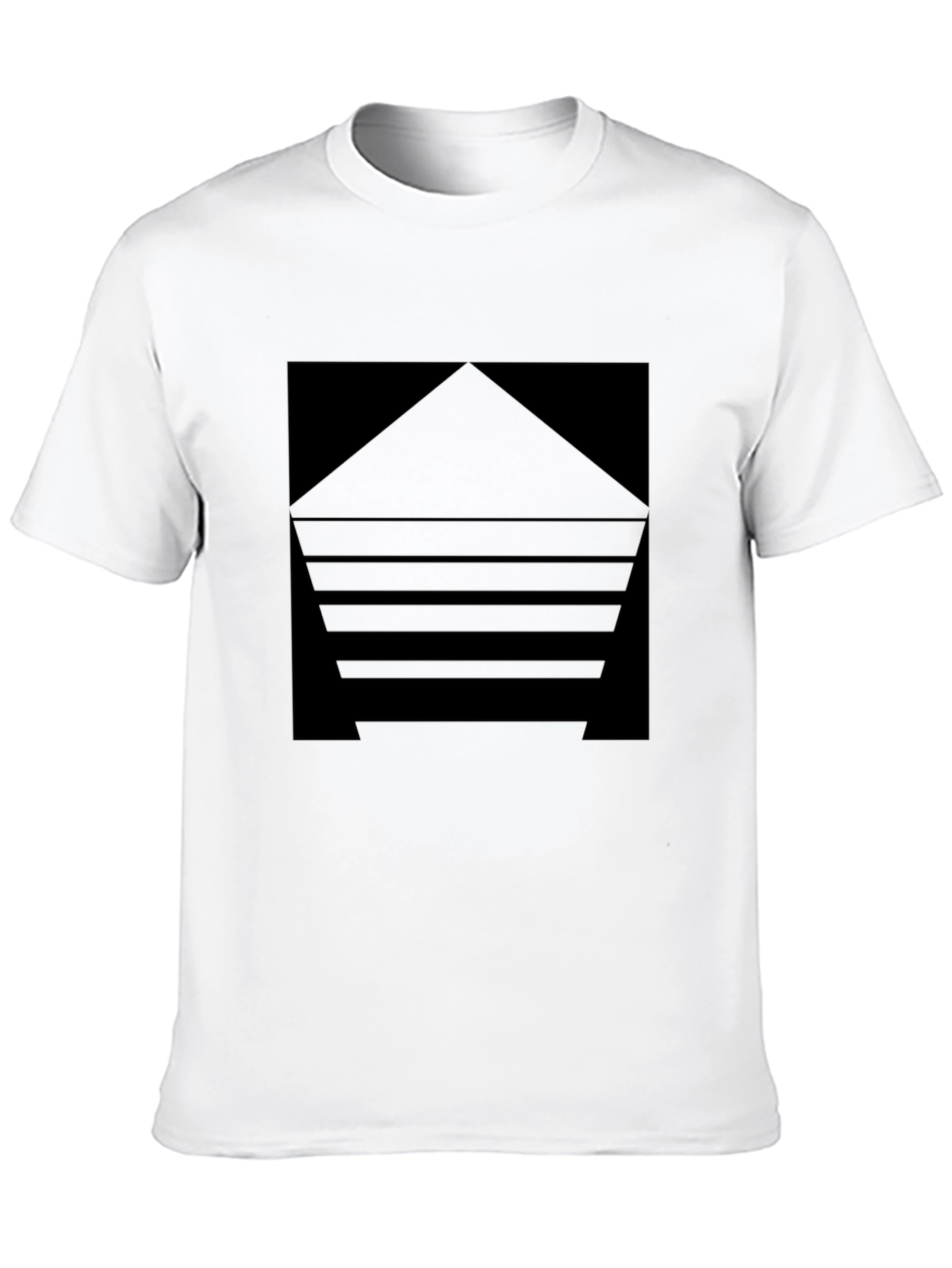 Mens Black Graphic Tee - Geometric Design