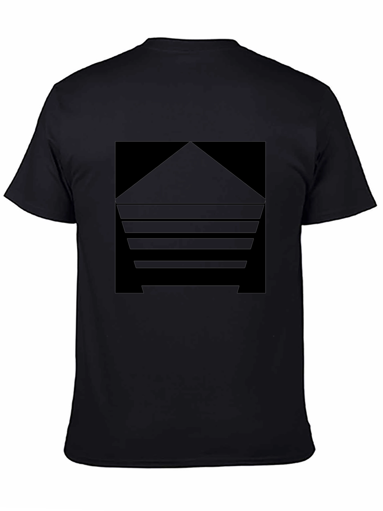 Mens Black Graphic Tee - Geometric Design