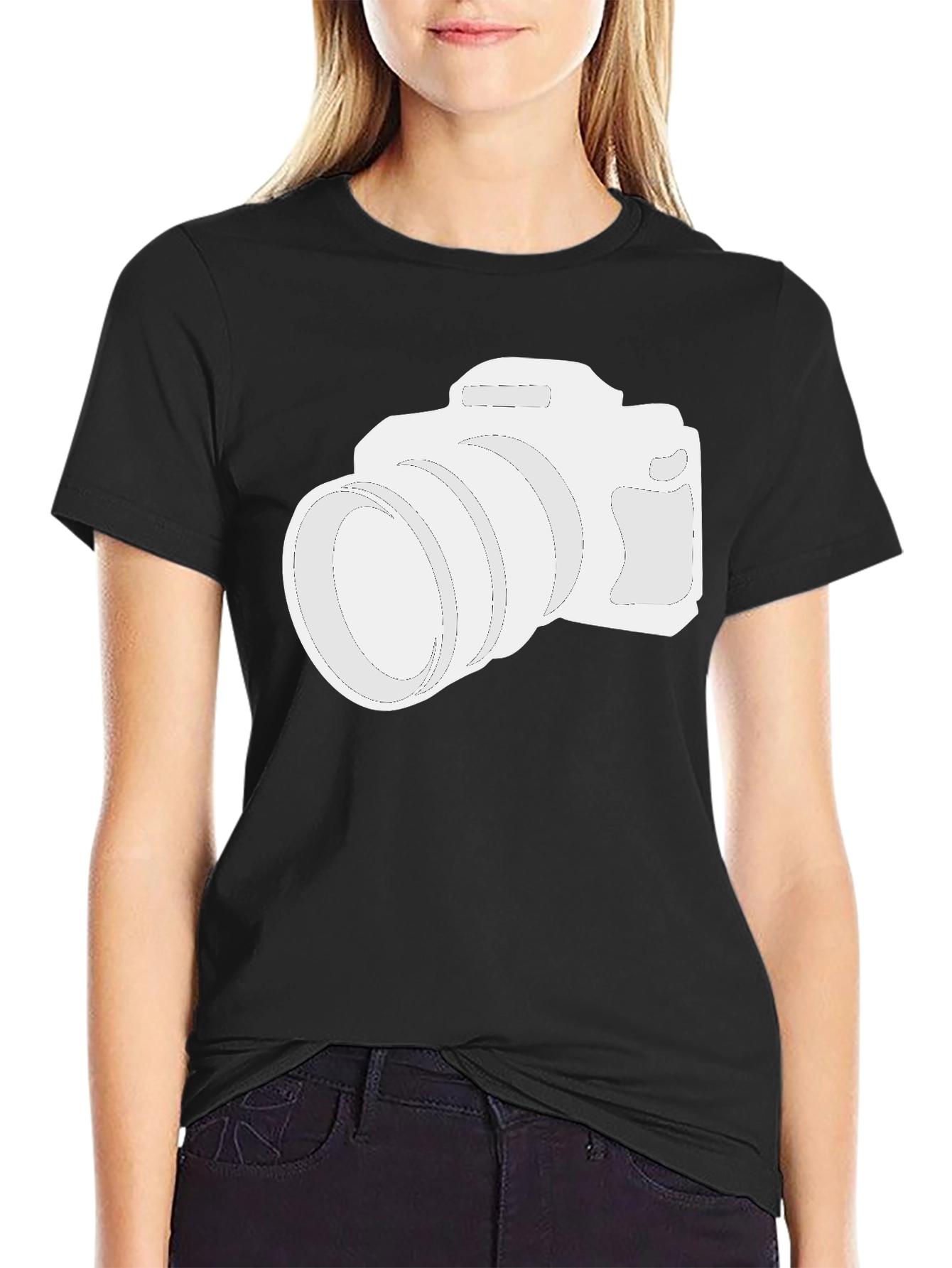Camera Graphic Tee - Black Cotton T-Shirt