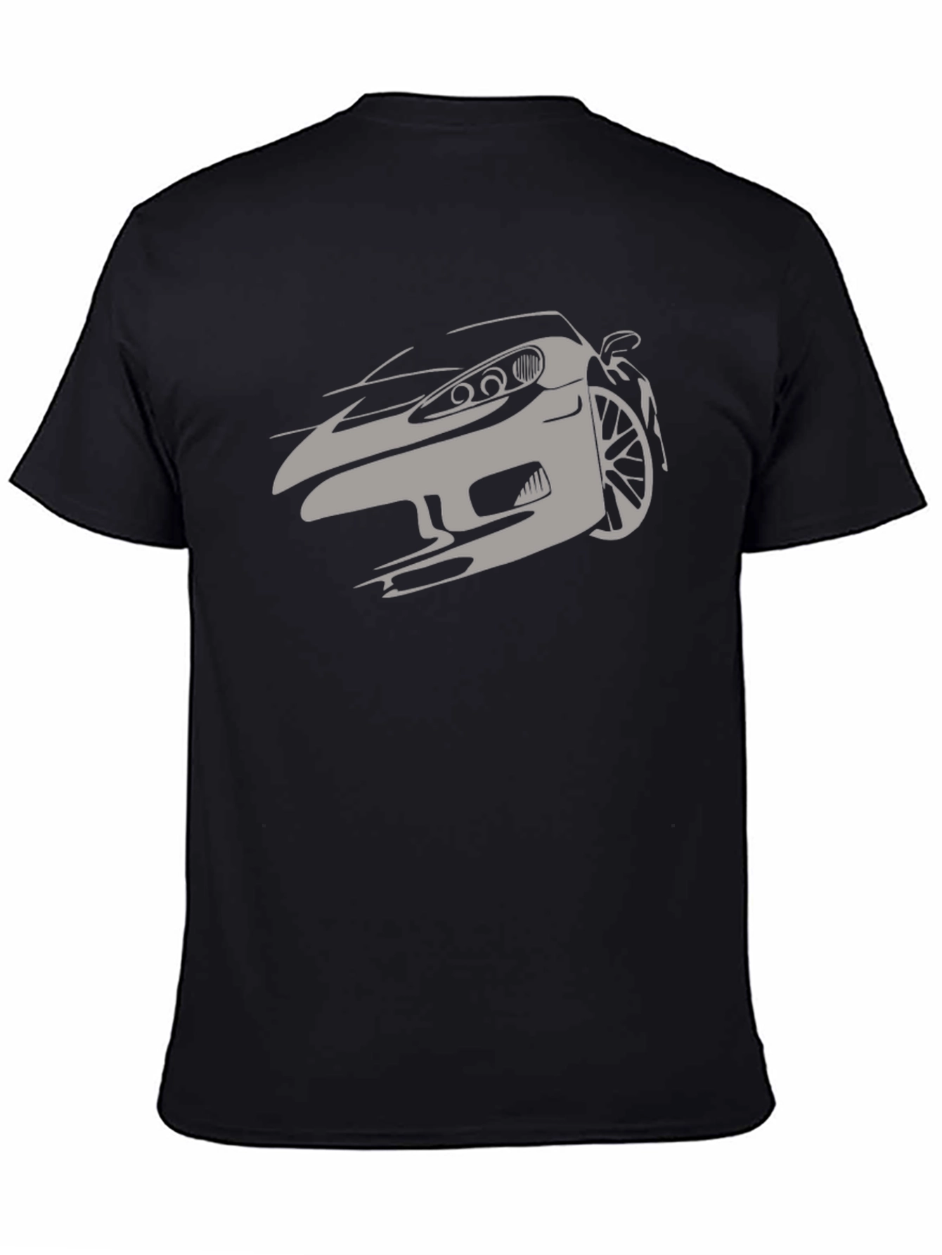 Sleek Car Graphic T-Shirt - Black Cotton Tee