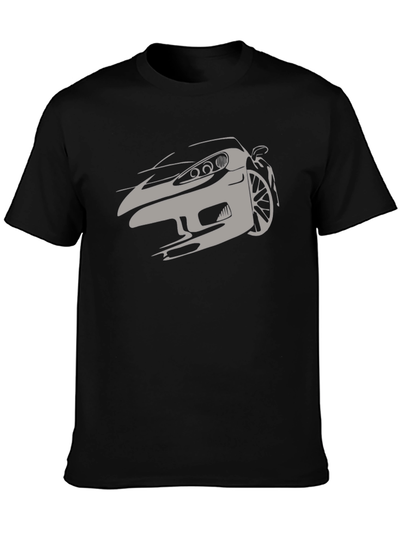 Sleek Car Graphic T-Shirt - Black Cotton Tee