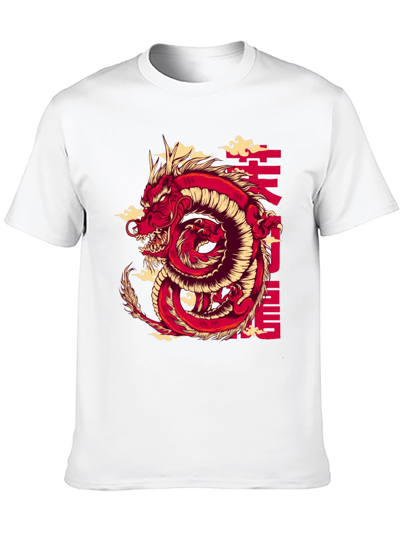 Red Dragon Graphic Print Black T-Shirt