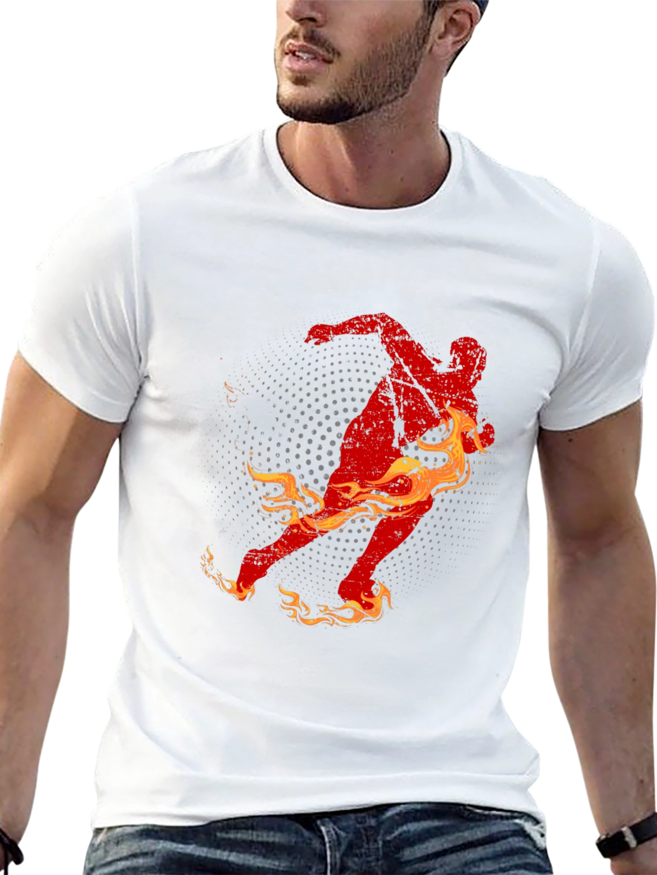 Fiery Runner Graphic Tee - Black Cotton T-Shirt