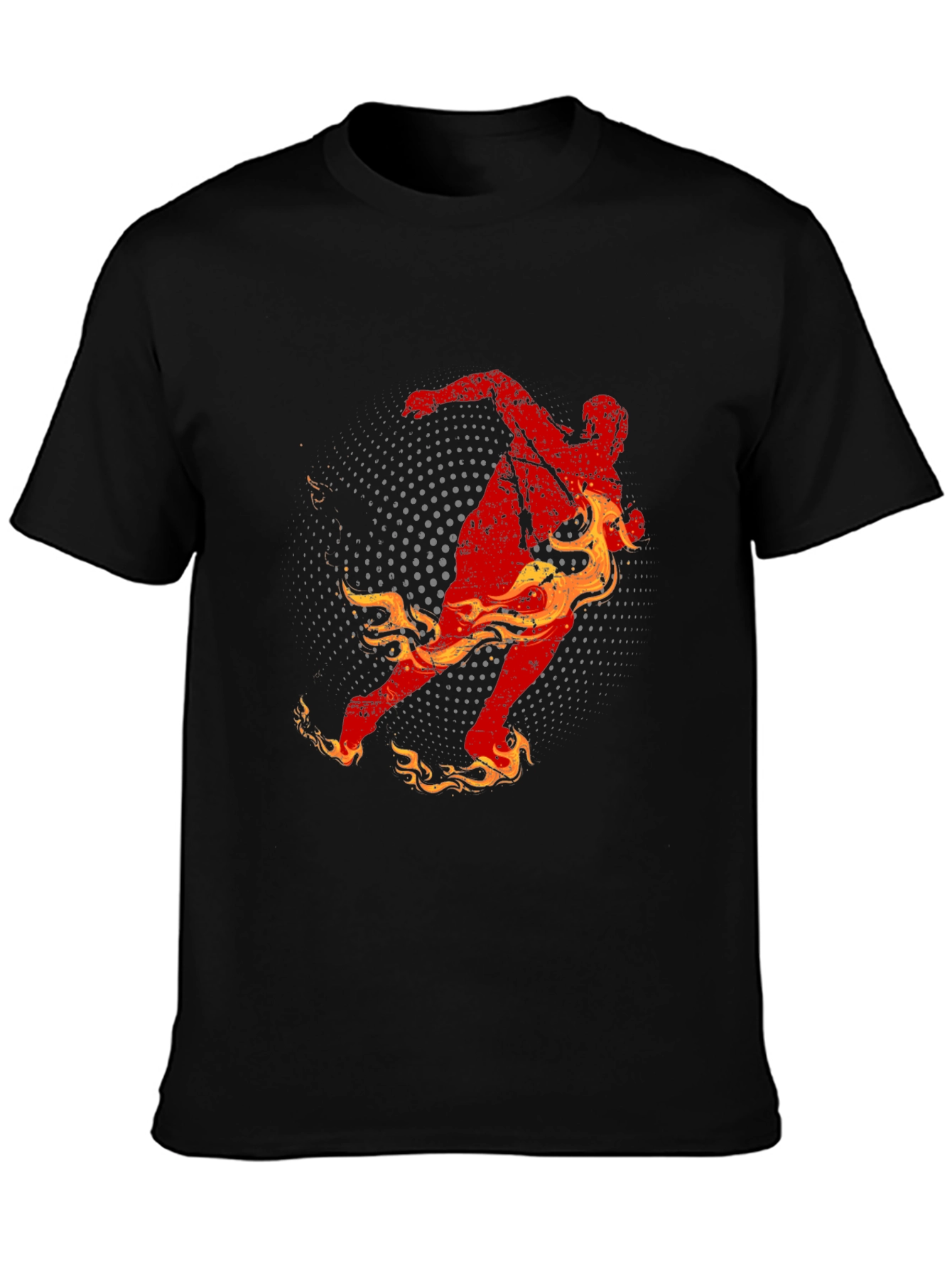 Fiery Runner Graphic Tee - Black Cotton T-Shirt