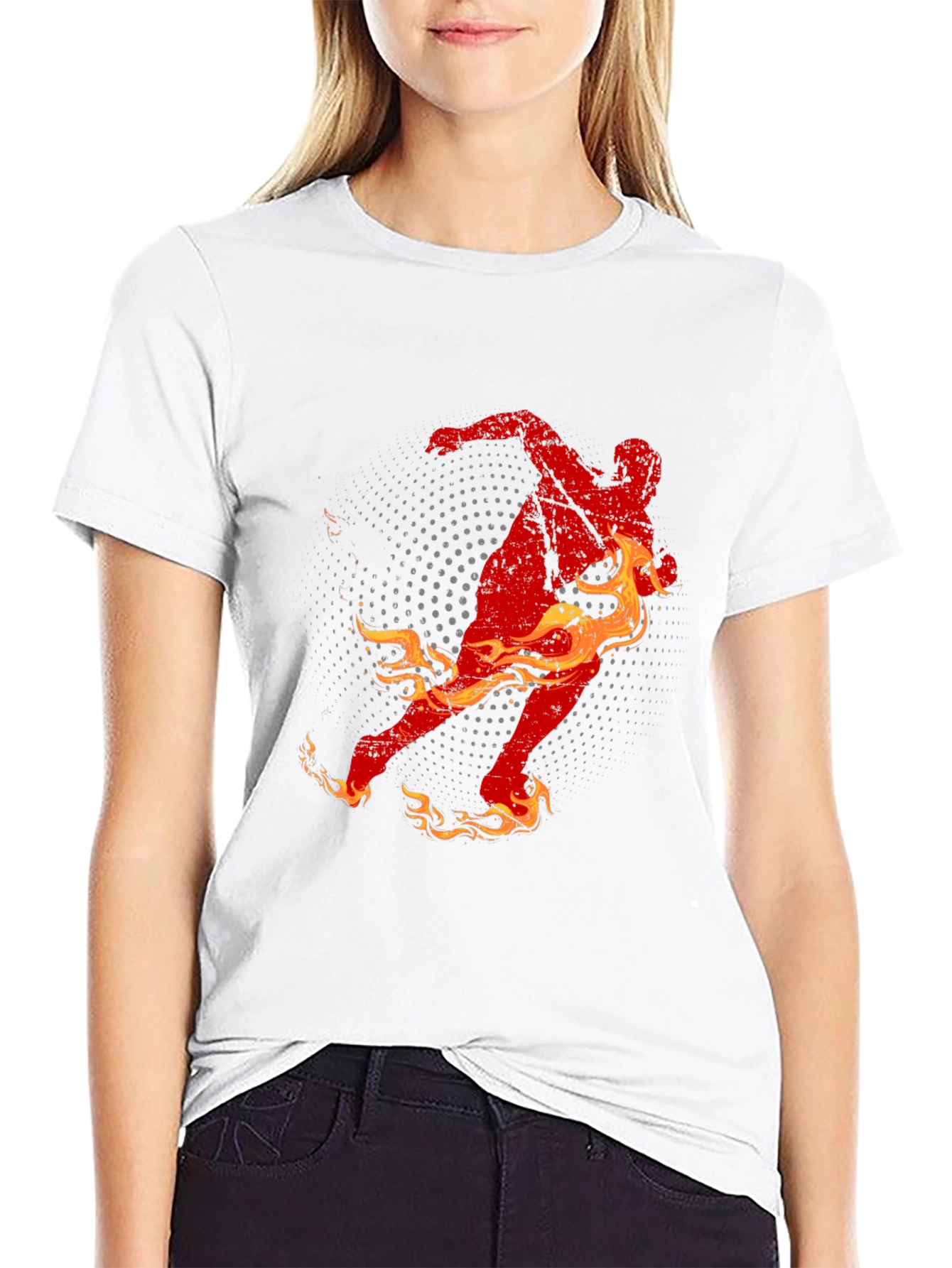 Fiery Runner Graphic Tee - Black Cotton T-Shirt