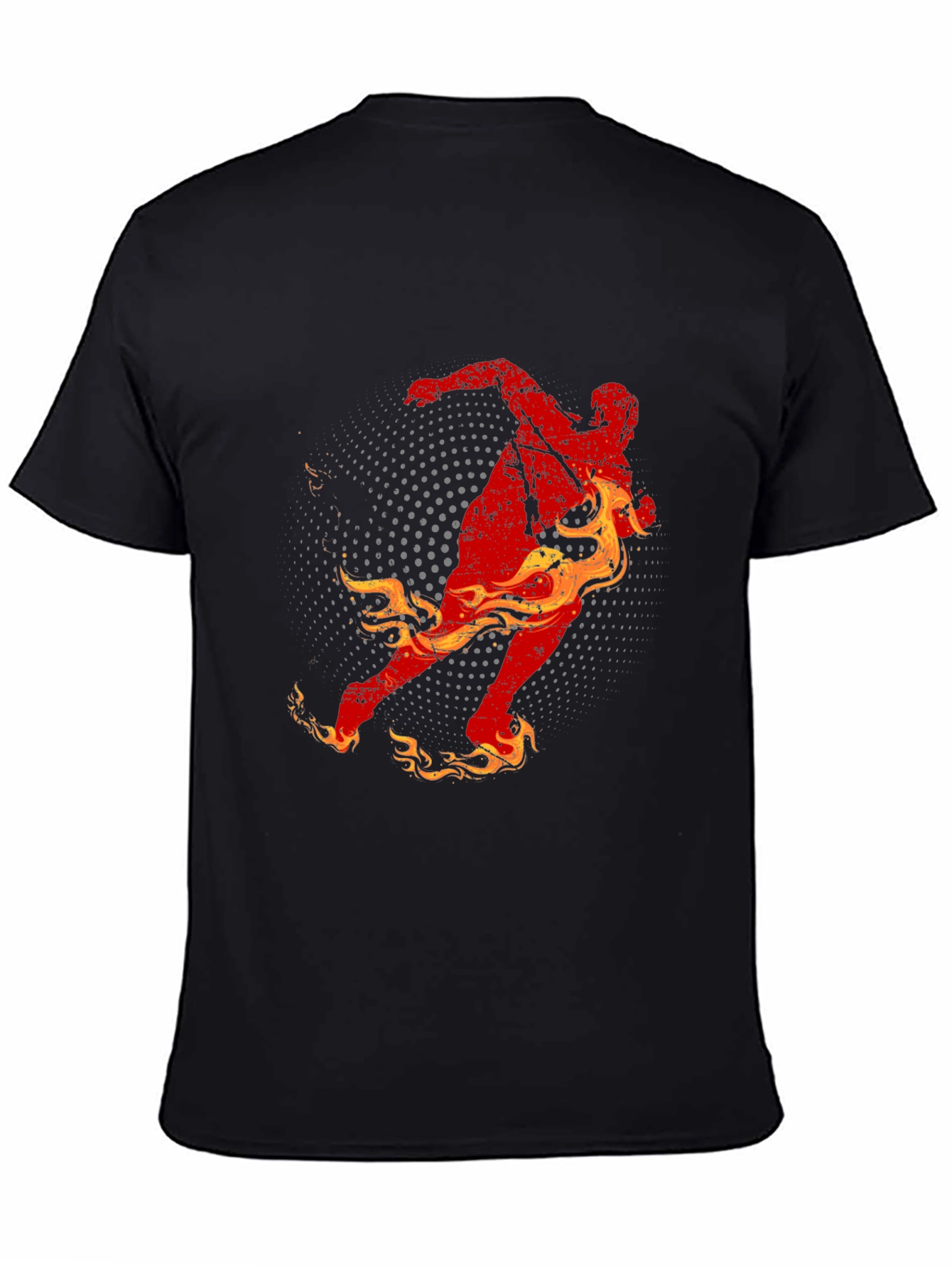 Fiery Runner Graphic Tee - Black Cotton T-Shirt